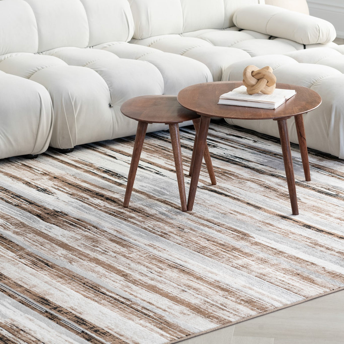 Sedona Abstract Contemporary Brown and Beige Indoor Rug