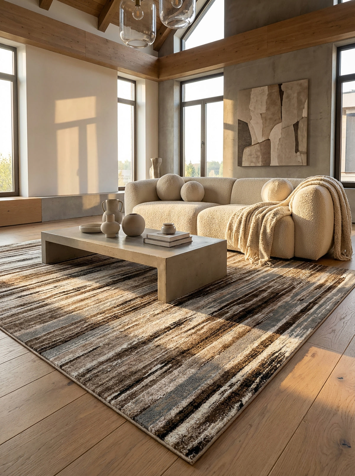 Alfombra marrón con diseño abstracto de camuflaje Montage