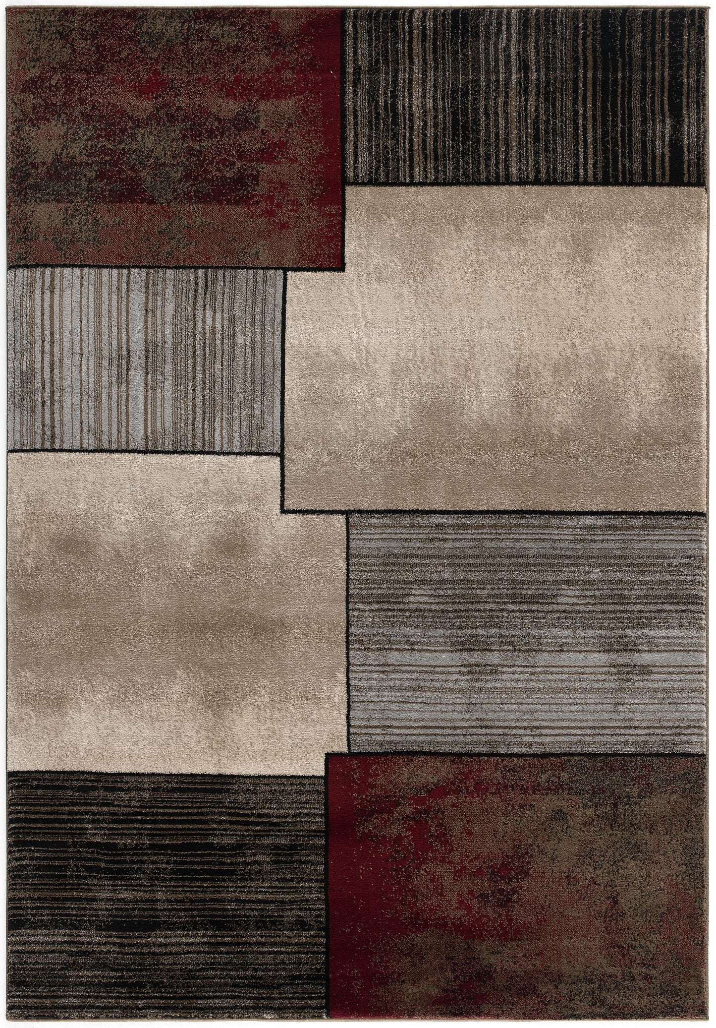 Ember Abstract Contemporary Brown and Red Indoor Rug-14
