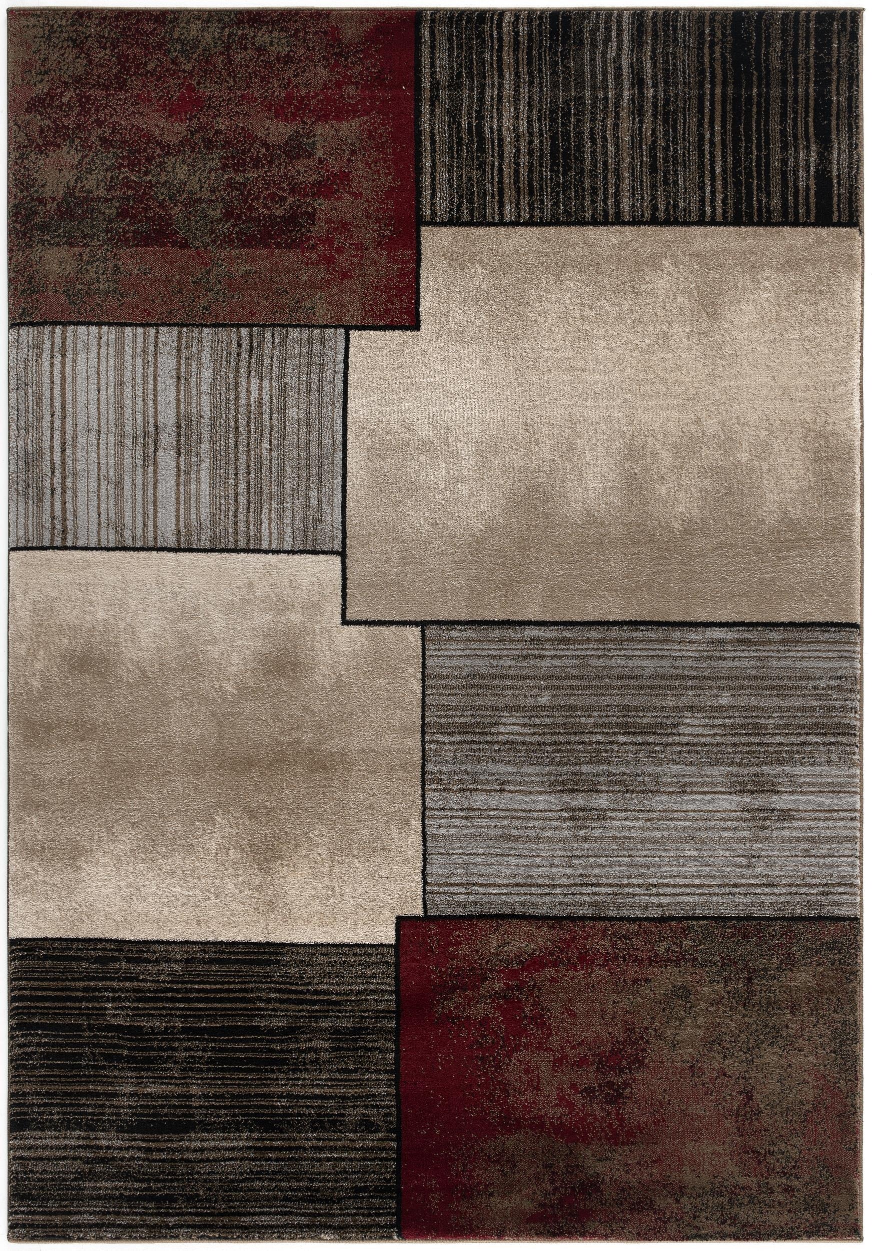 Ember Abstract Contemporary Brown and Red Indoor Rug-14