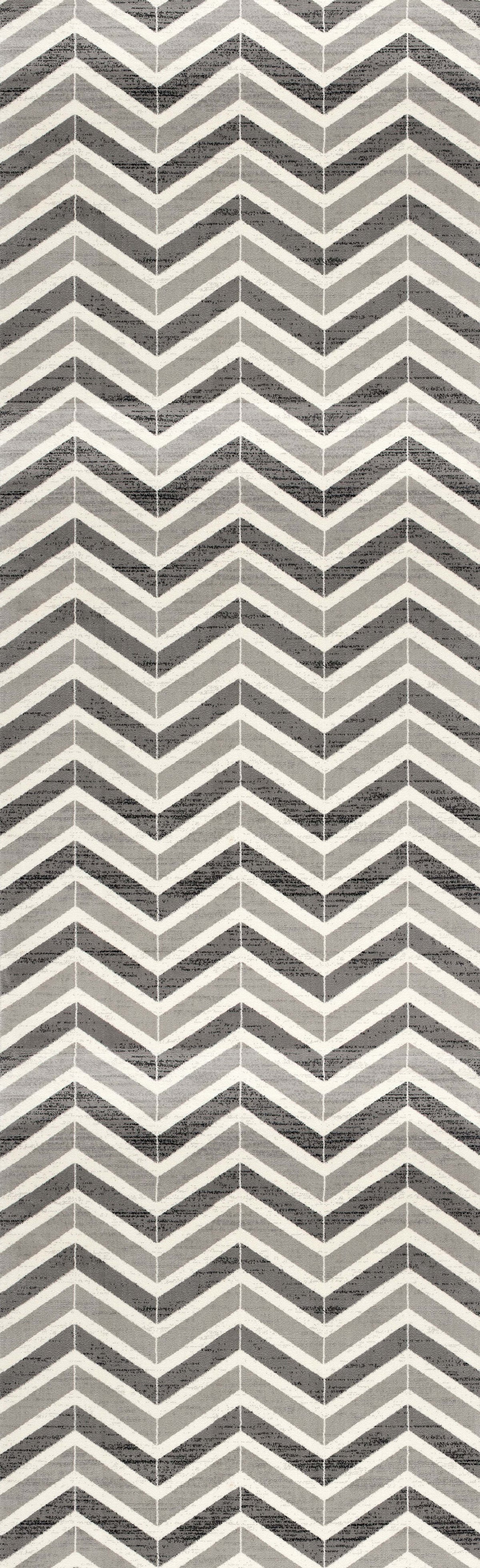 Kirei Chevron Contemporary Grey and Beige Indoor Rug