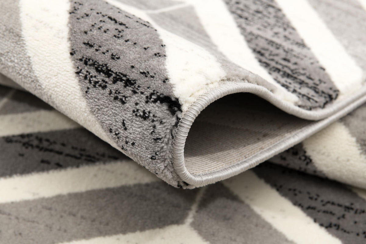 Kirei Chevron Contemporary Grey and Beige Indoor Rug