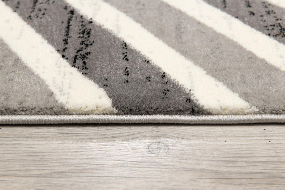 Kirei Chevron Contemporary Grey and Beige Indoor Rug