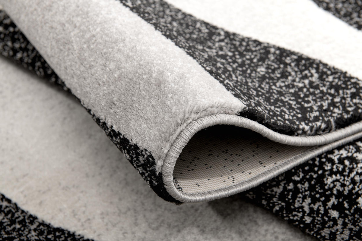 Mizuho Abstract Wave Contemporary Black and Grey Indoor Rug