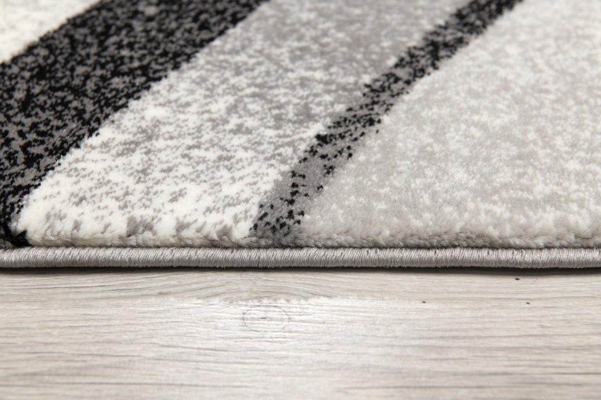 Mizuho Abstract Wave Contemporary Black and Grey Indoor Rug