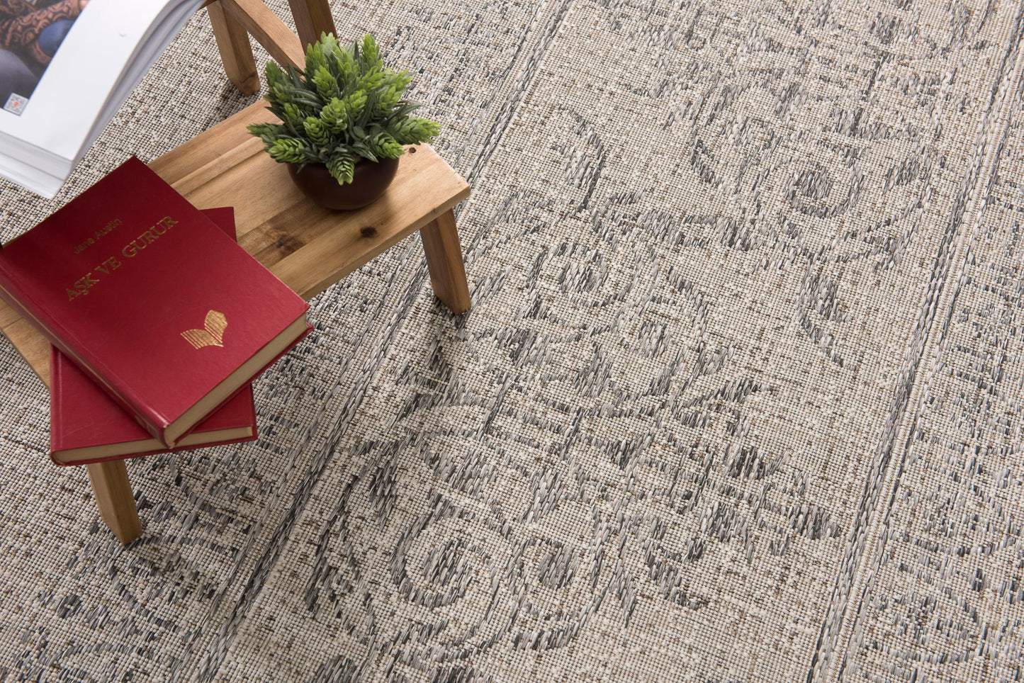 Tapis Boho abstrait ivoire Vista