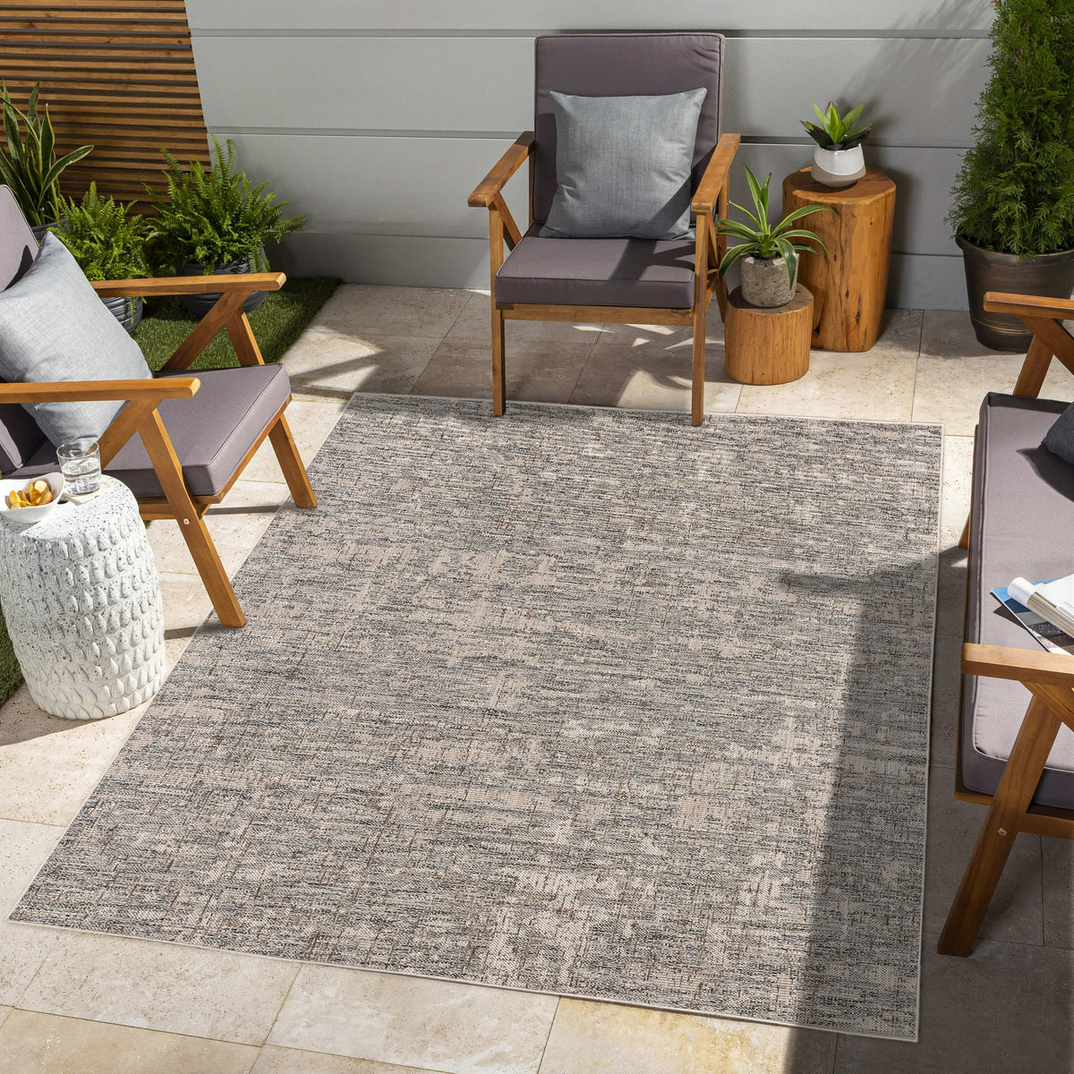 Zen Distressed Solid Modern Grey and Beige Indoor Rug