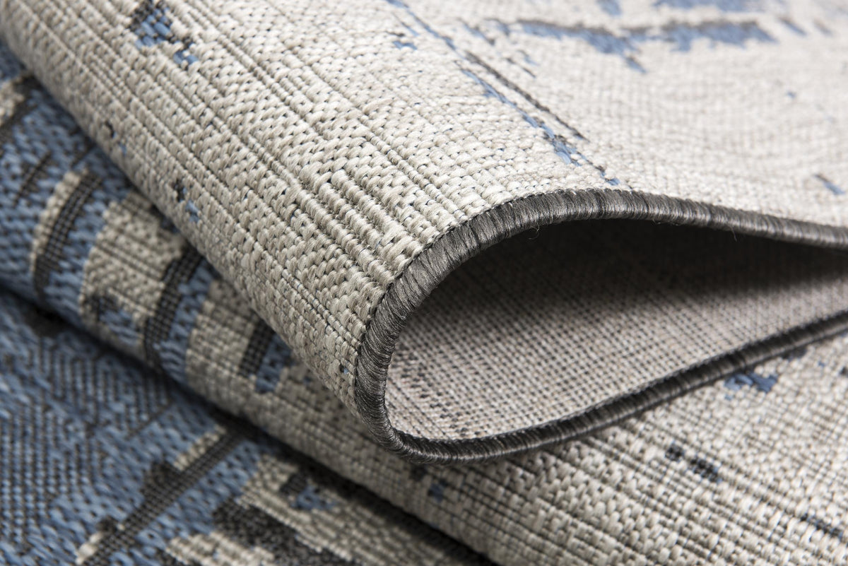 Khat Abstract Contemporary Blue,Beige Indoor Rug