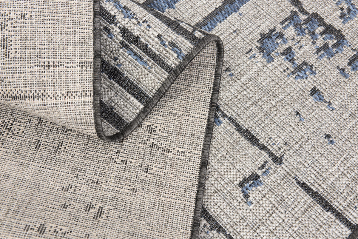 Khat Abstract Contemporary Blue,Beige Indoor Rug