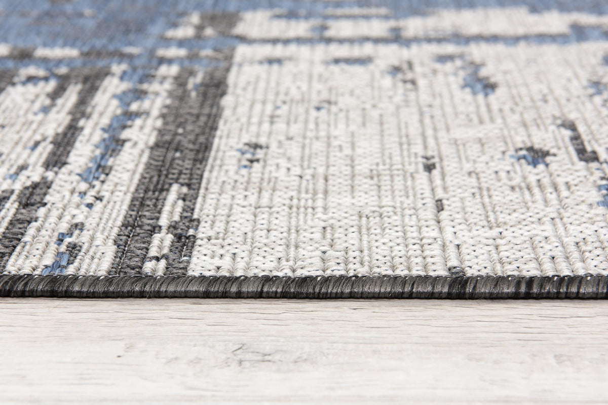 Khat Abstract Contemporary Blue,Beige Indoor Rug