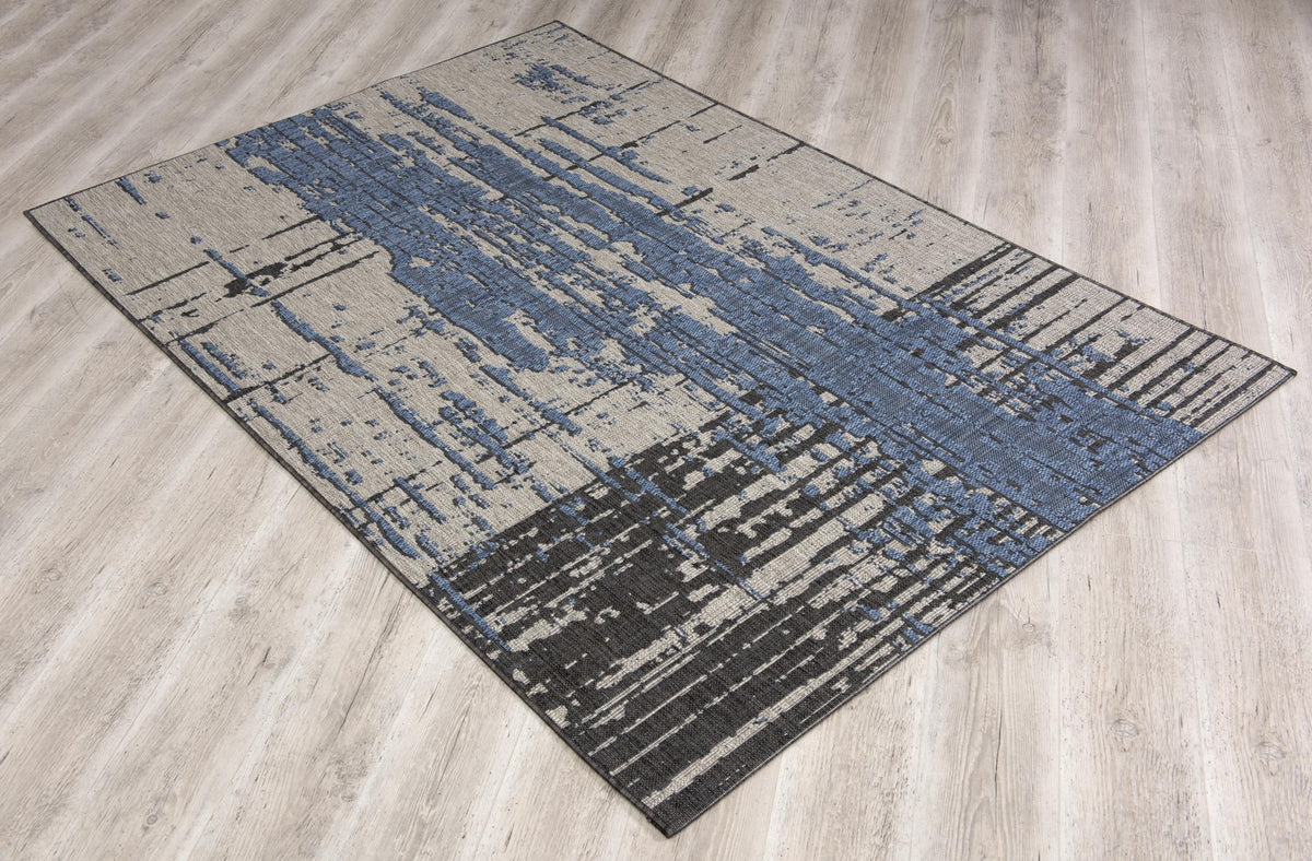 Khat Abstract Contemporary Blue,Beige Indoor Rug