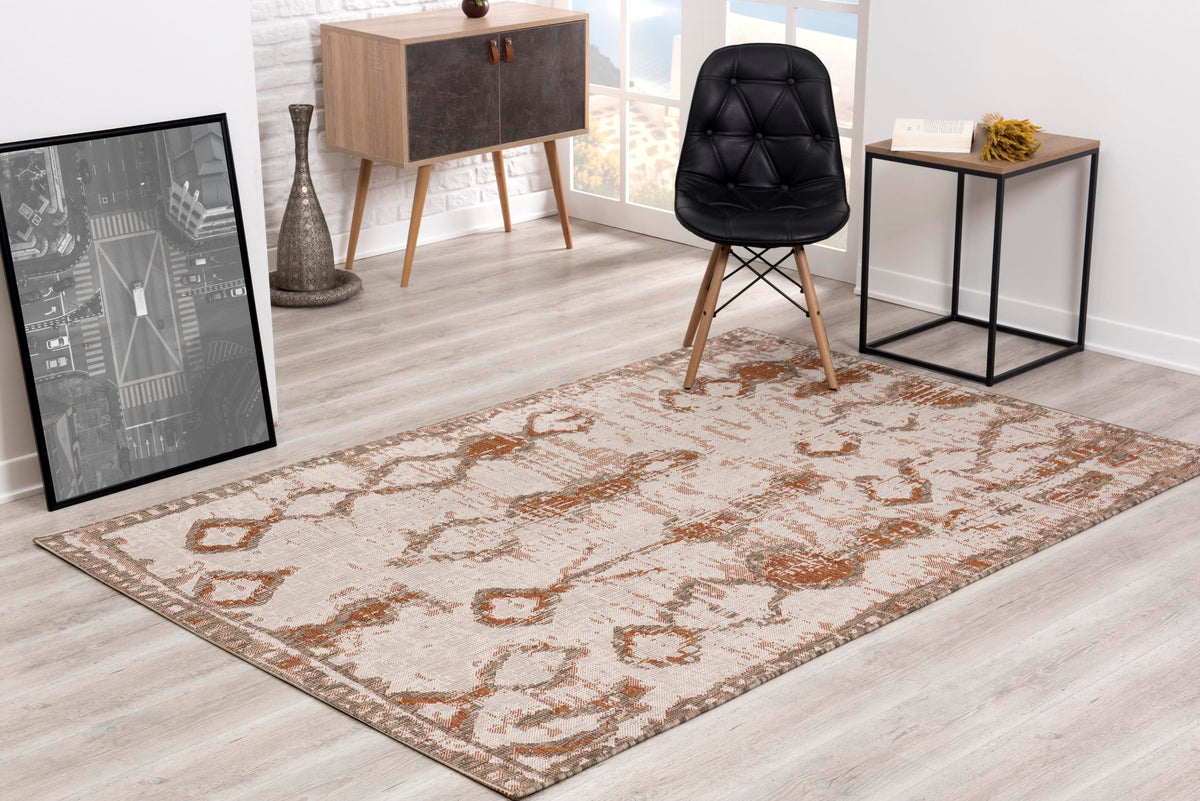 Solana Boho Contemporary Rust and Beige Indoor Rug