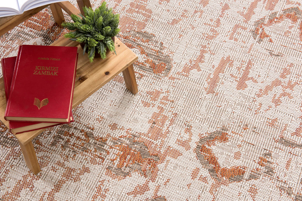 Solana Boho Contemporary Rust and Beige Indoor Rug