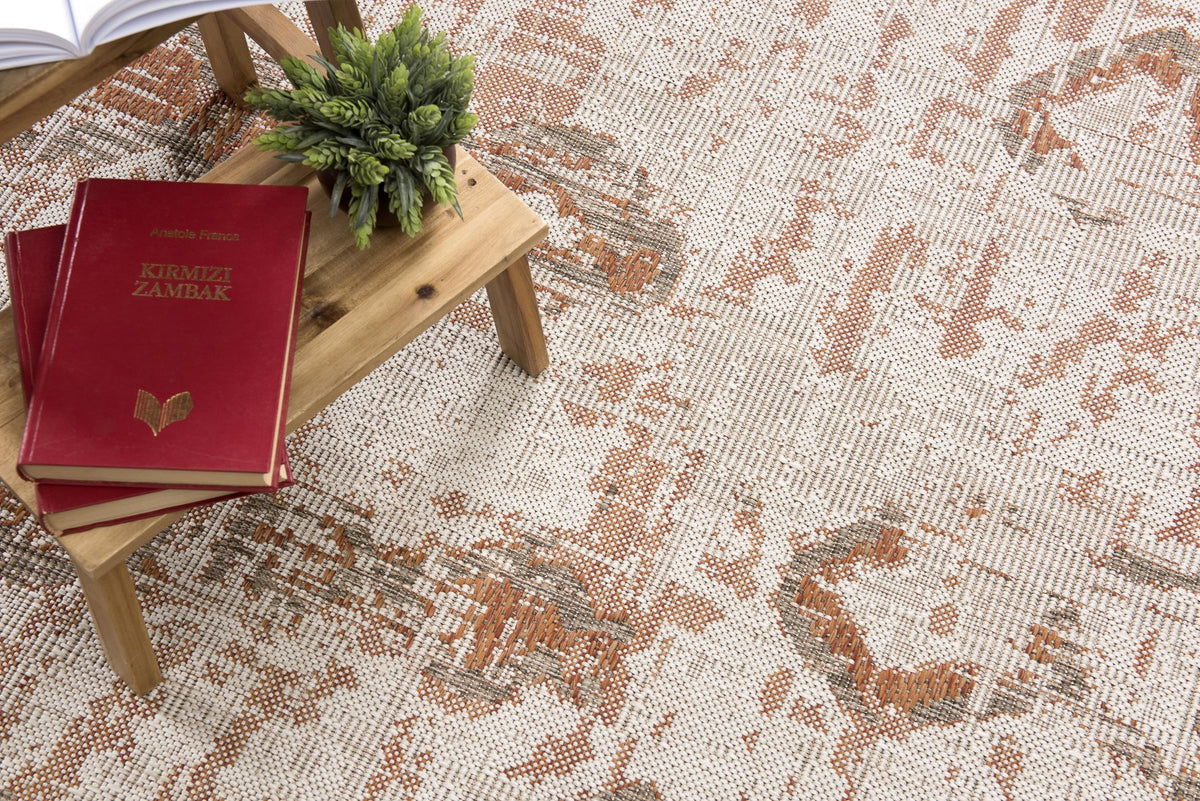 Solana Boho Contemporary Rust and Beige Indoor Rug