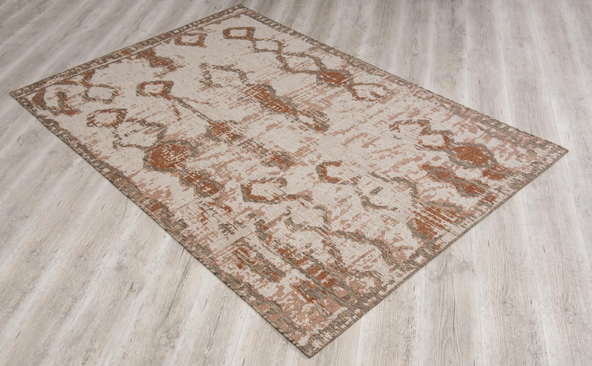 Solana Boho Contemporary Rust and Beige Indoor Rug