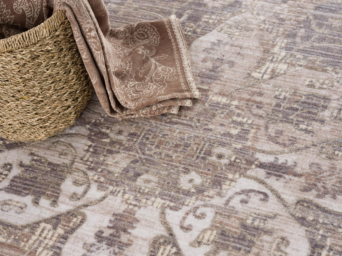 Padova Floral Medallion Transitional Beige and Brown Indoor Rug