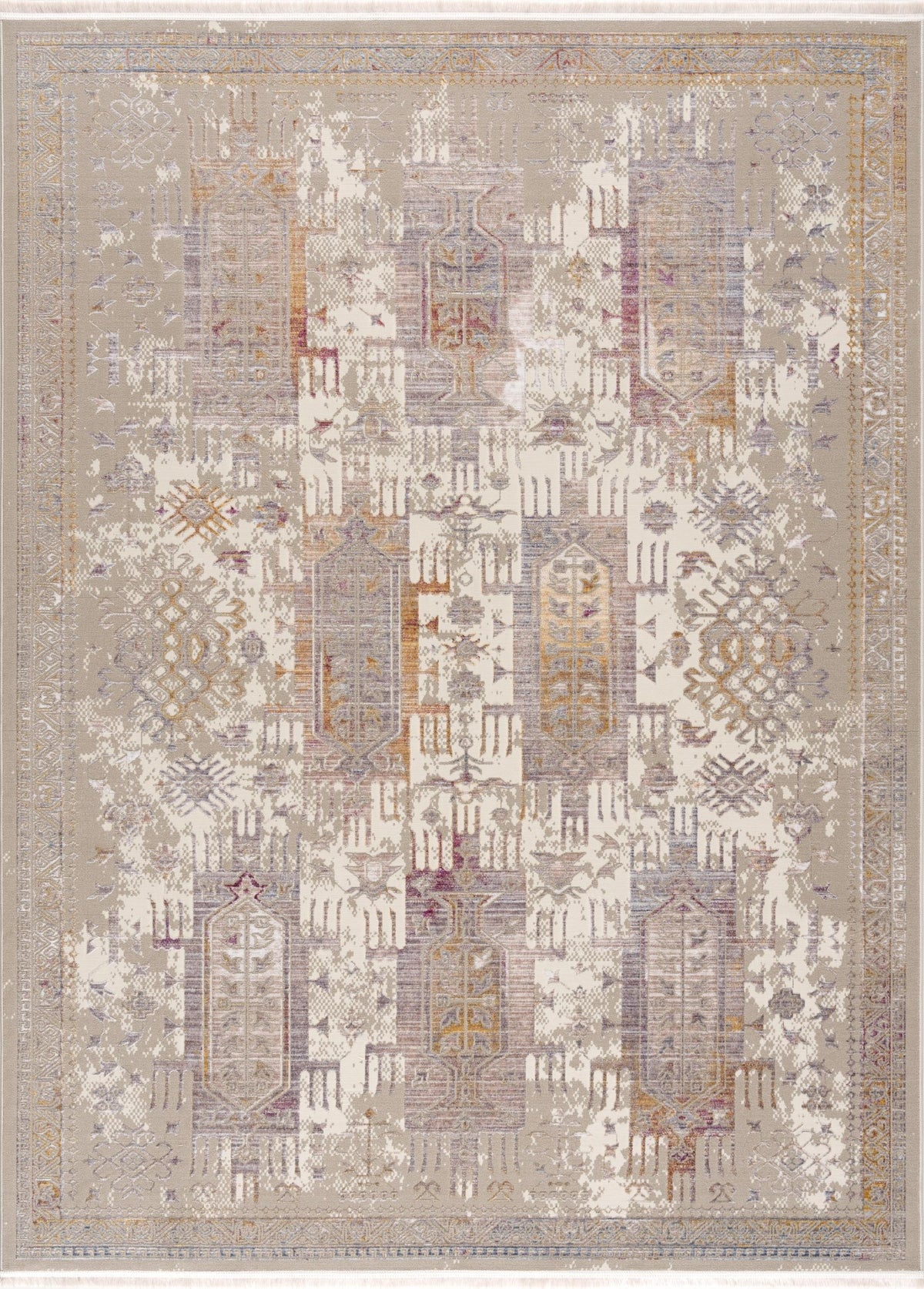 Paletta Distressed Medallion Transitional Beige and Cream Indoor Rug