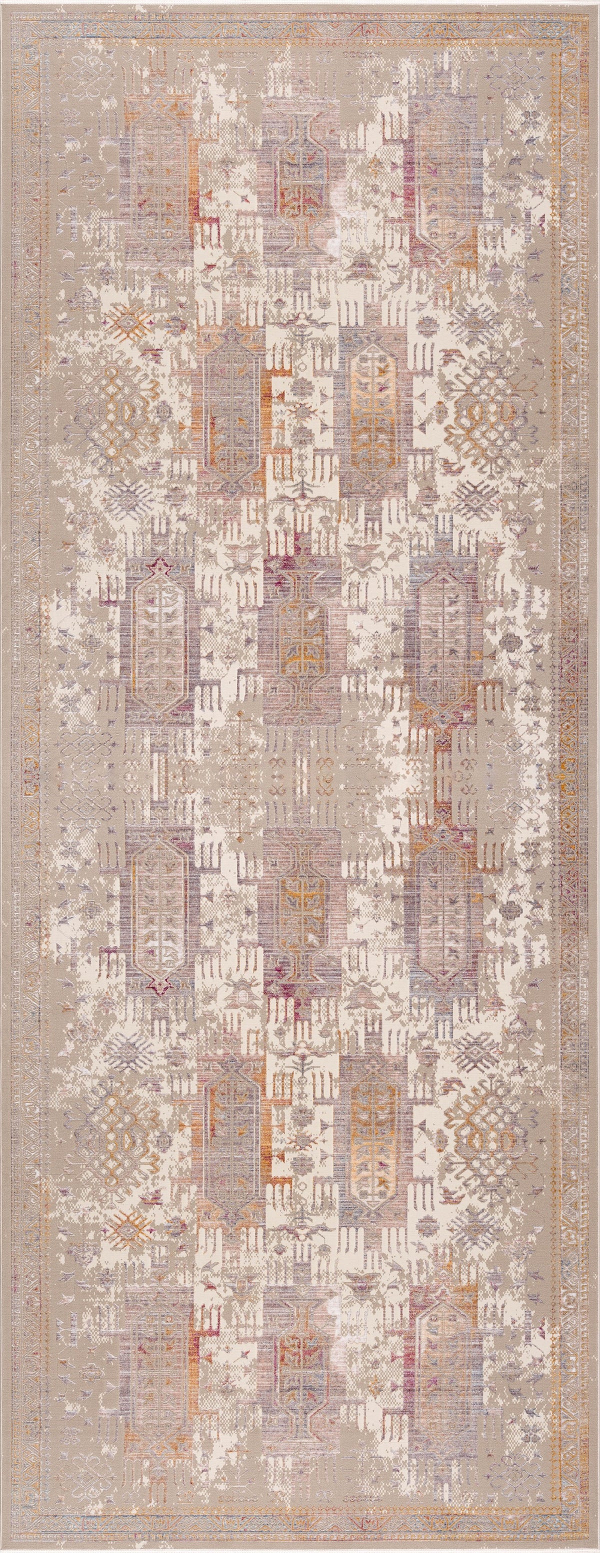 Paletta Distressed Medallion Transitional Beige and Cream Indoor Rug