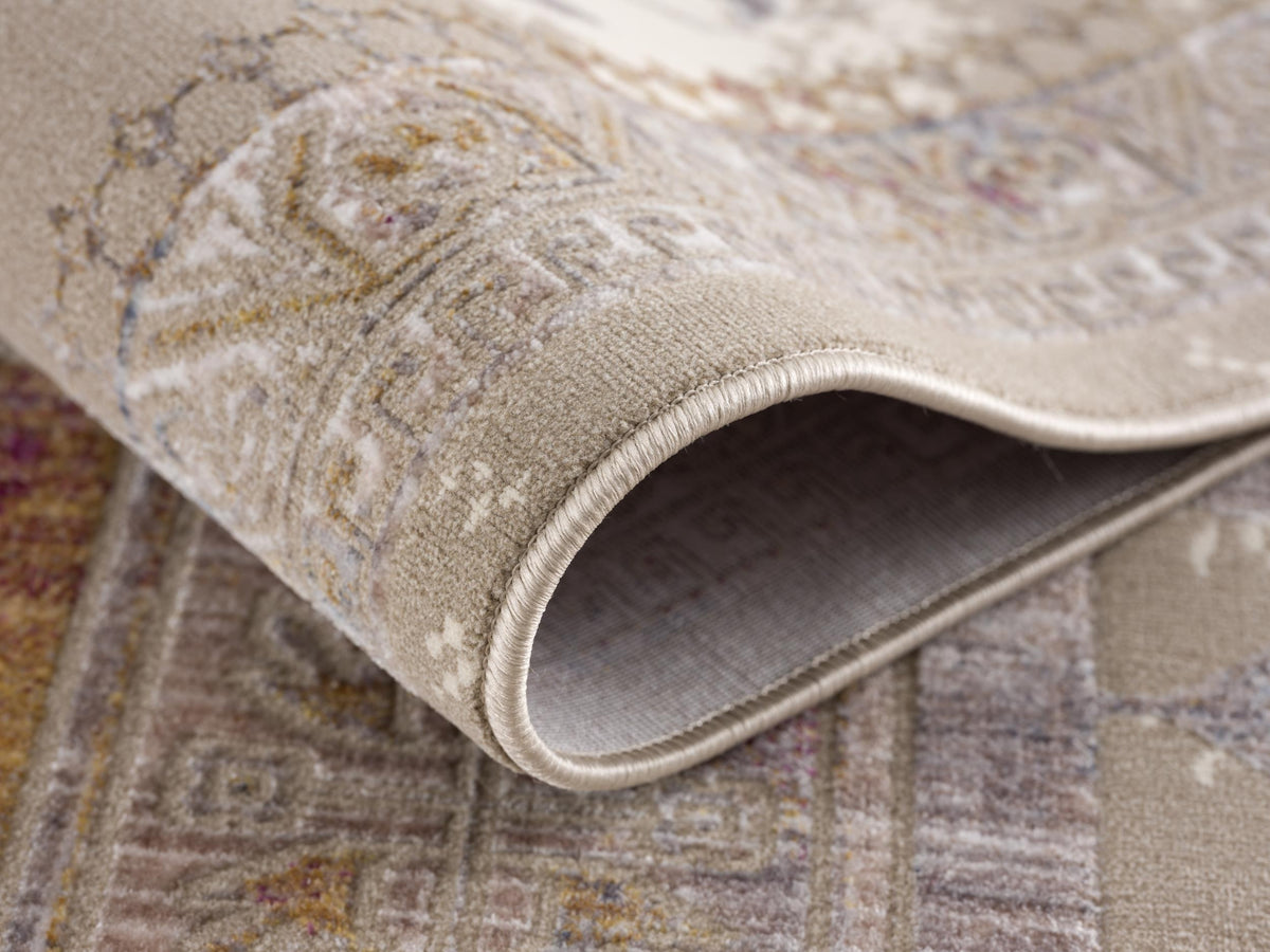 Paletta Distressed Medallion Transitional Beige and Cream Indoor Rug