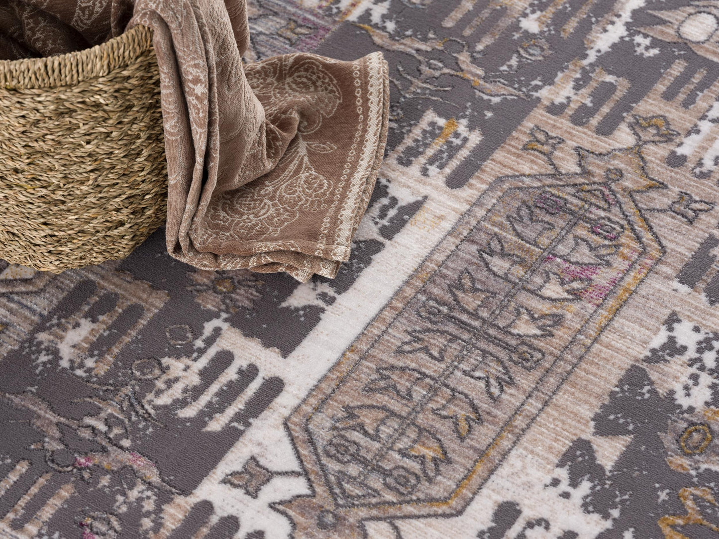 Tapis gris Boho du sud-ouest d'Amalfi