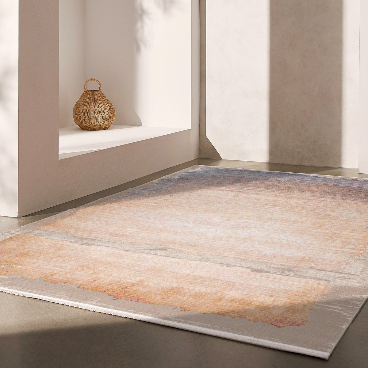Elaris Abstract Contemporary Beige and Blue Indoor Rug