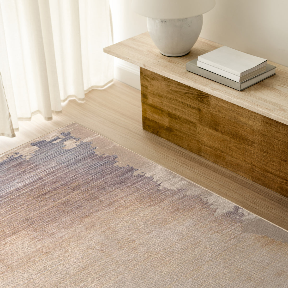 Elaris Abstract Contemporary Beige and Blue Indoor Rug