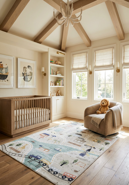 Soft Steps Playtime City Road Map, Educational Learning Playmat Blue Soft Rug