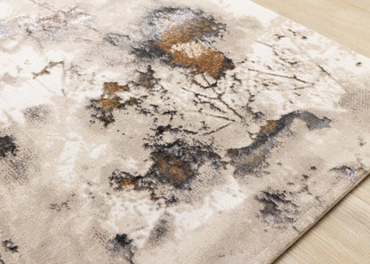 Contemporary Botanical Distressed Taupe Area Rug