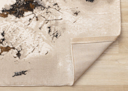 Contemporary Botanical Distressed Taupe Area Rug