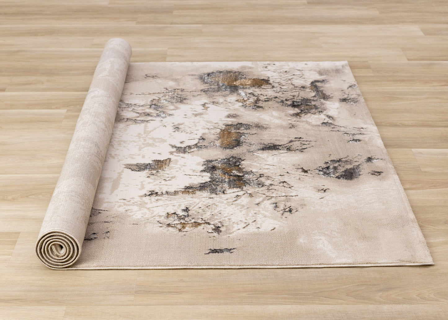 Contemporary Botanical Distressed Taupe Area Rug
