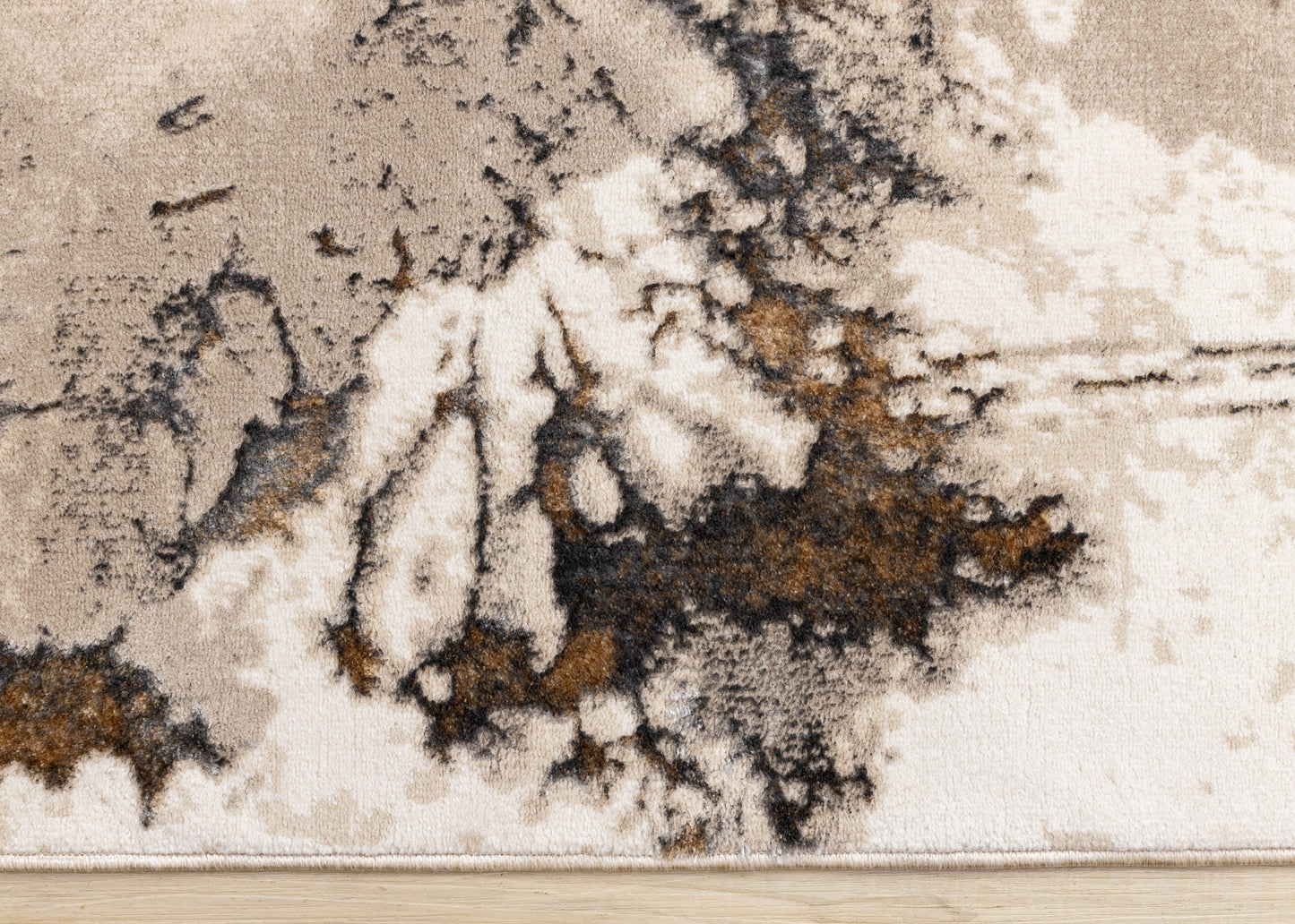 Contemporary Botanical Distressed Taupe Area Rug