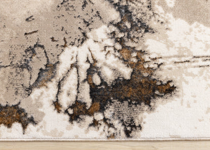 Contemporary Botanical Distressed Taupe Area Rug