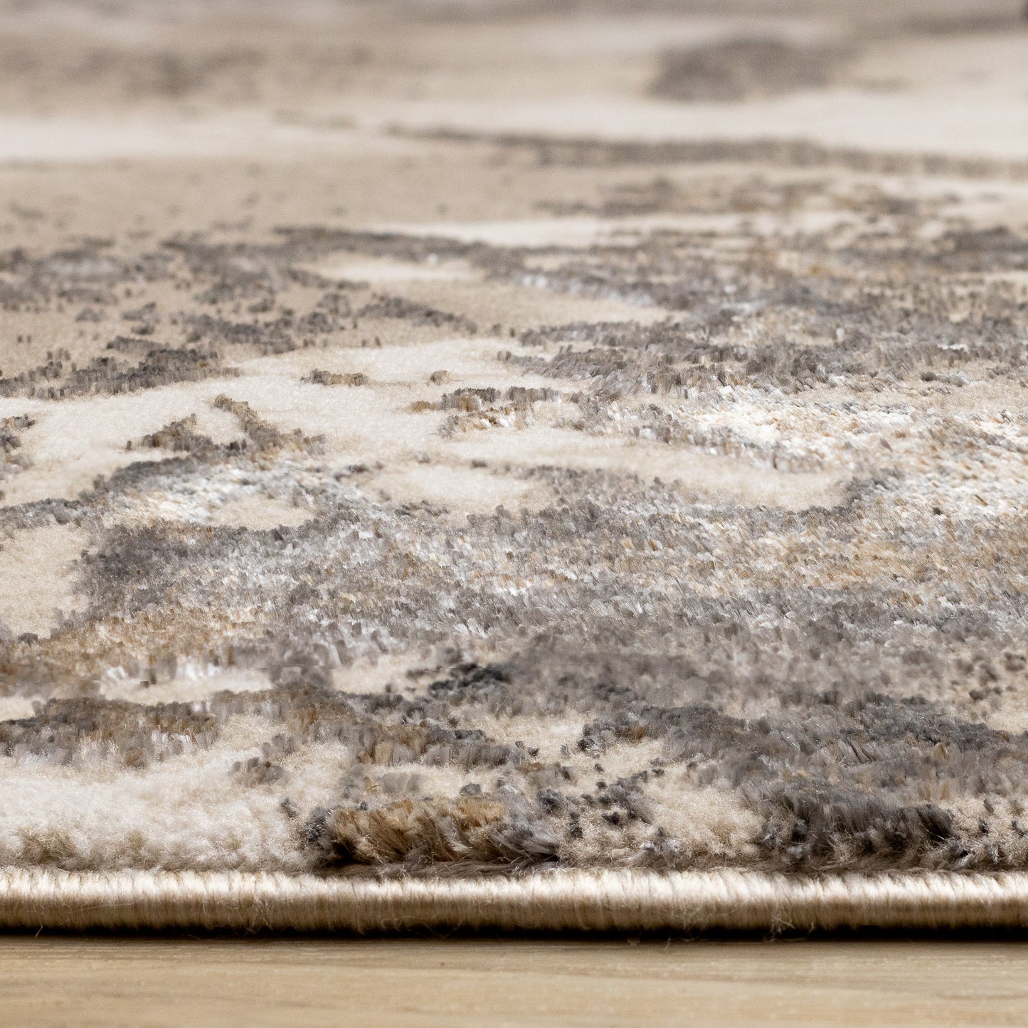 Contemporary Botanical Distressed Taupe Area Rug