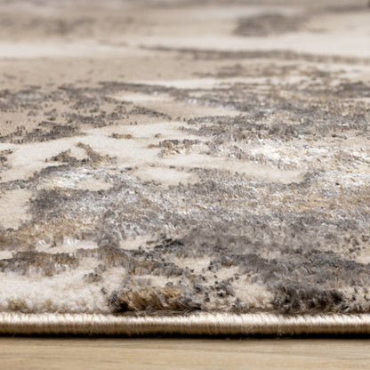 Contemporary Botanical Distressed Taupe Area Rug