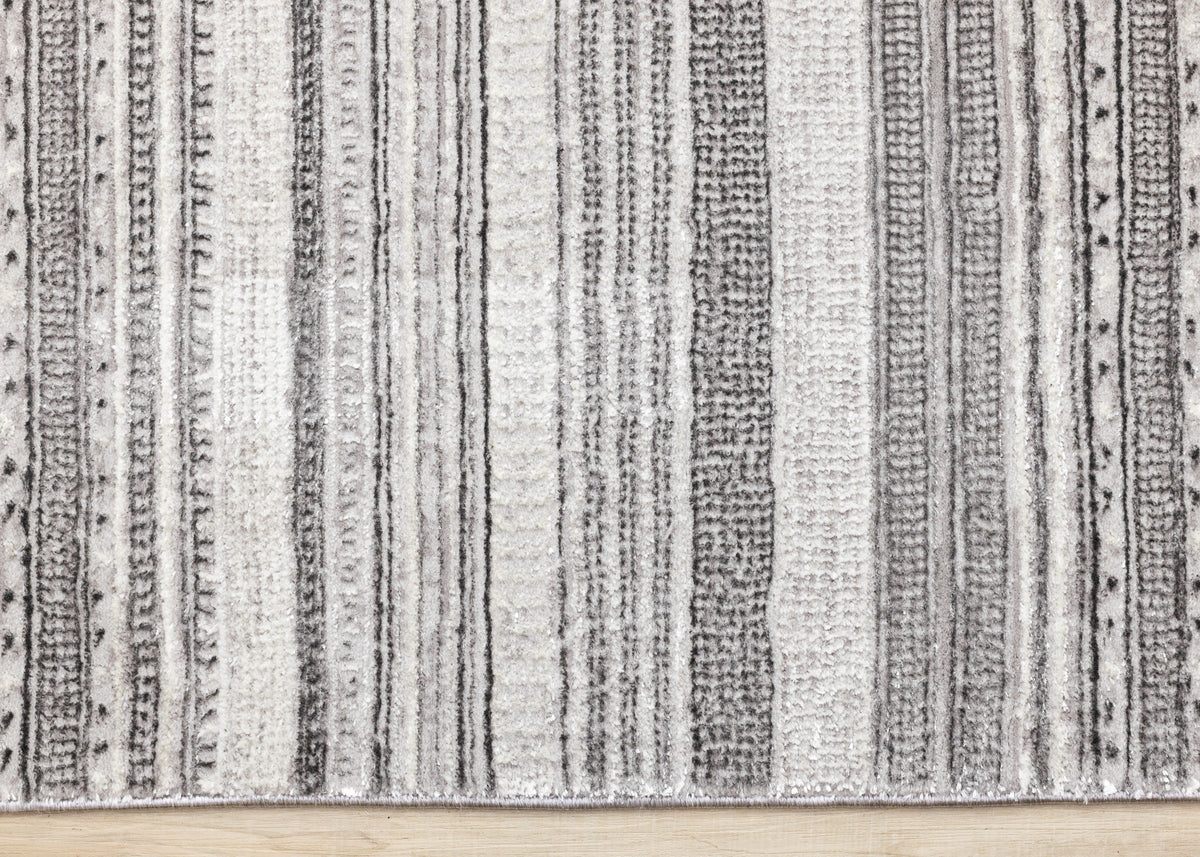 Contemporary Stripes Tribal Grey Area Rug