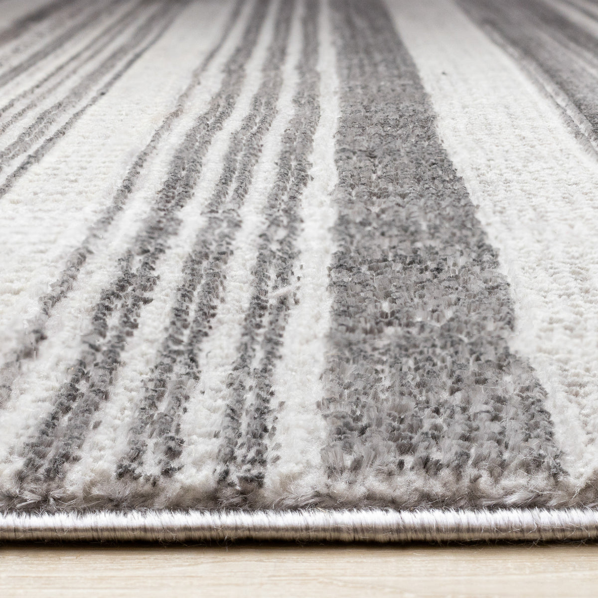 Contemporary Stripes Tribal Grey Area Rug