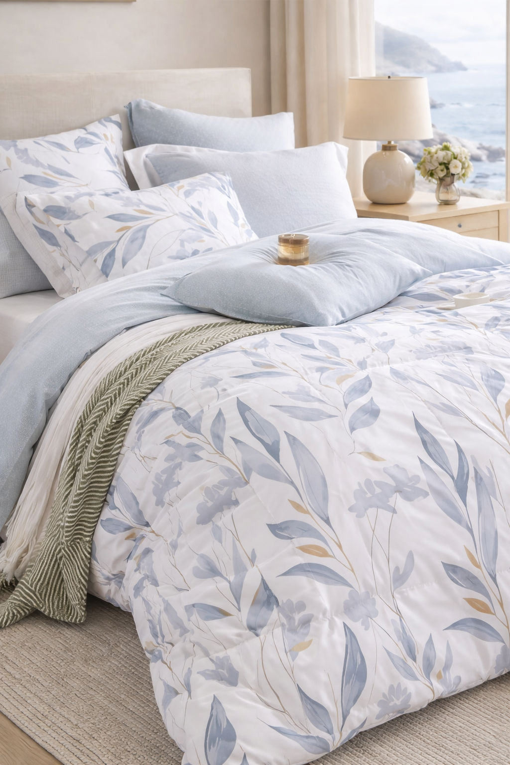 Wrenna Cotton Grey and Blue Duvet Cover Set