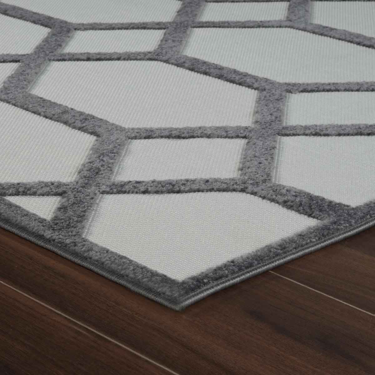 Kairo Trellis Contemporary Grey and Beige Indoor Rug
