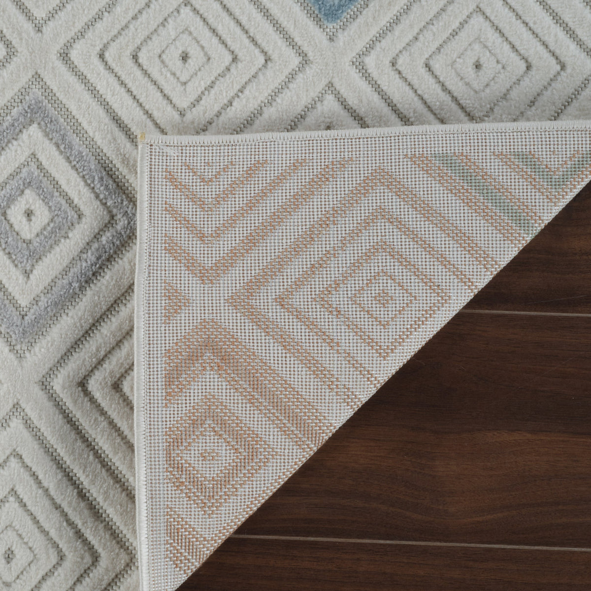 Kavari Striped Contemporary Cream and Beige Indoor Rug