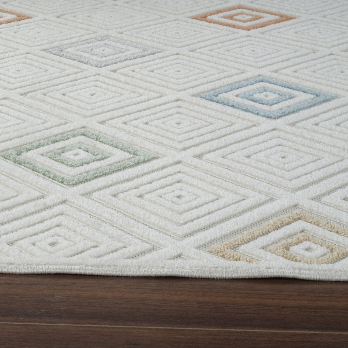 Kavari Striped Contemporary Cream and Beige Indoor Rug