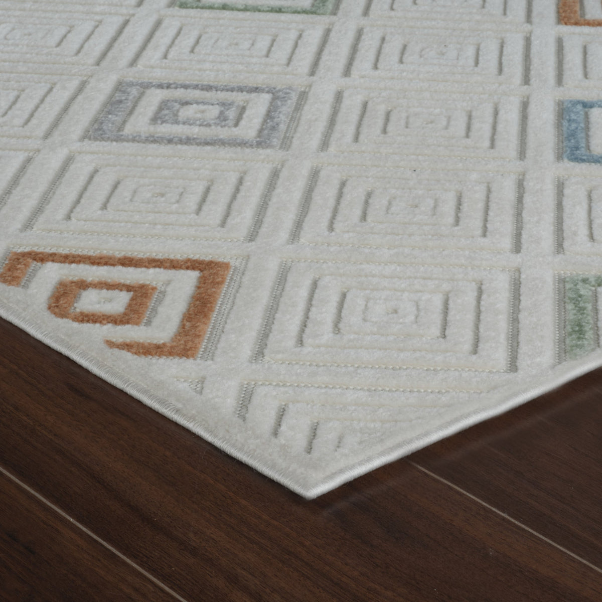 Kavari Striped Contemporary Cream and Beige Indoor Rug