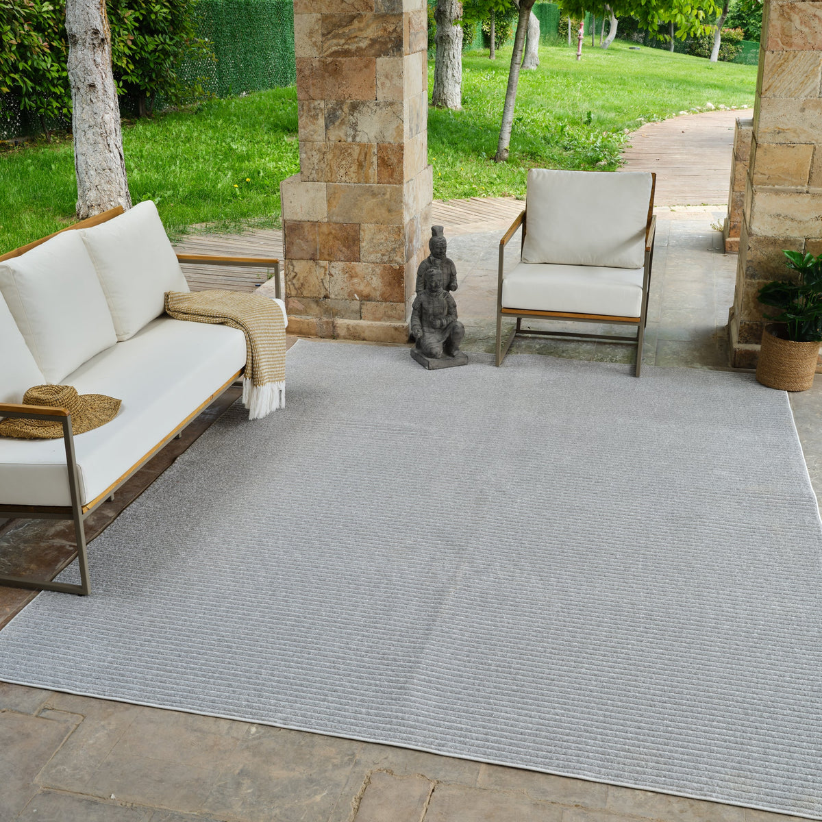 Solena Striped Contemporary Grey and Beige Indoor Rug