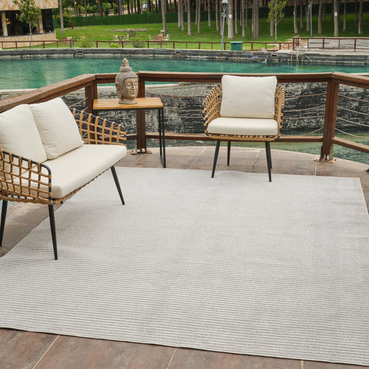 Solena Striped Contemporary Grey and Beige Indoor Rug