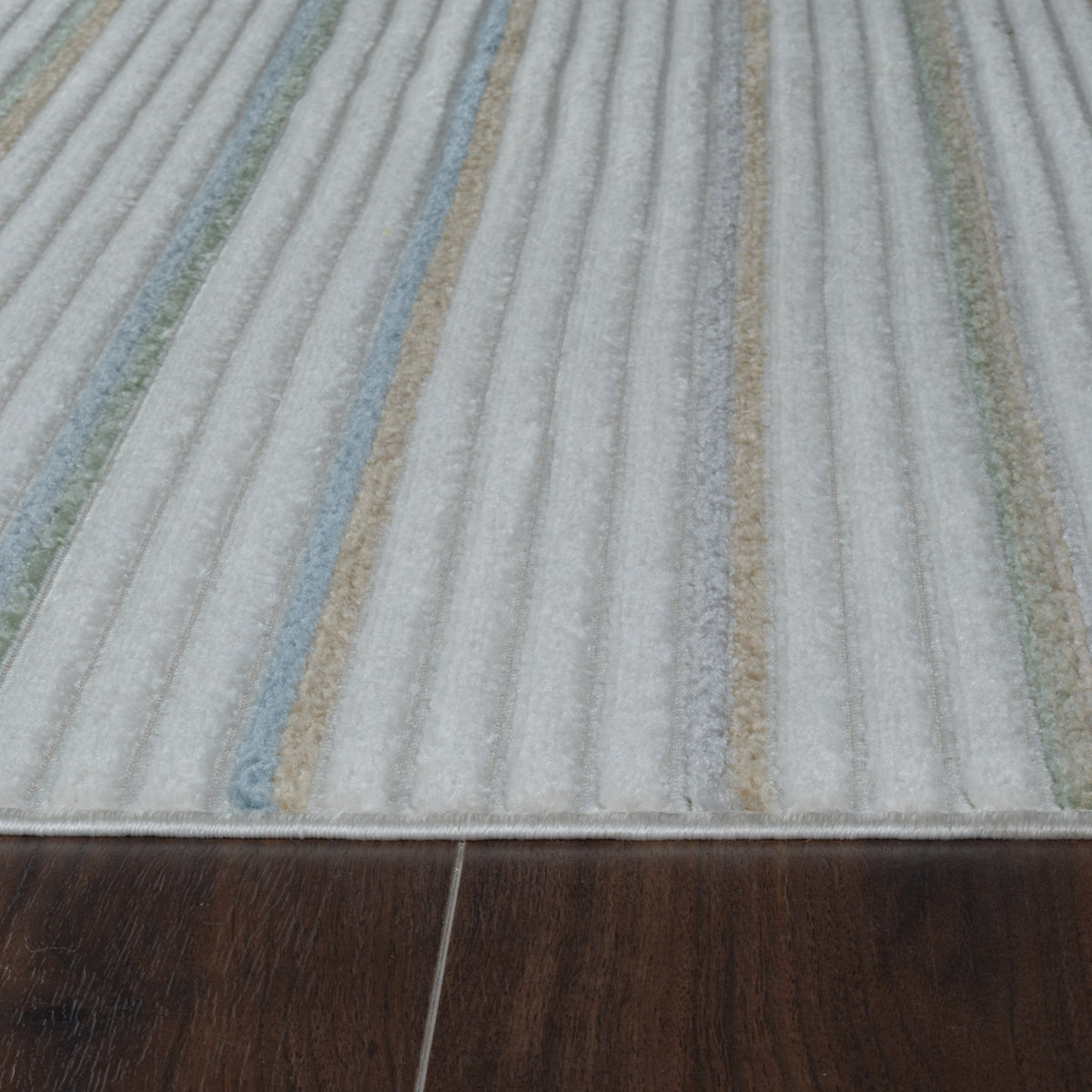 Solena Striped Contemporary Cream and Beige Indoor Rug