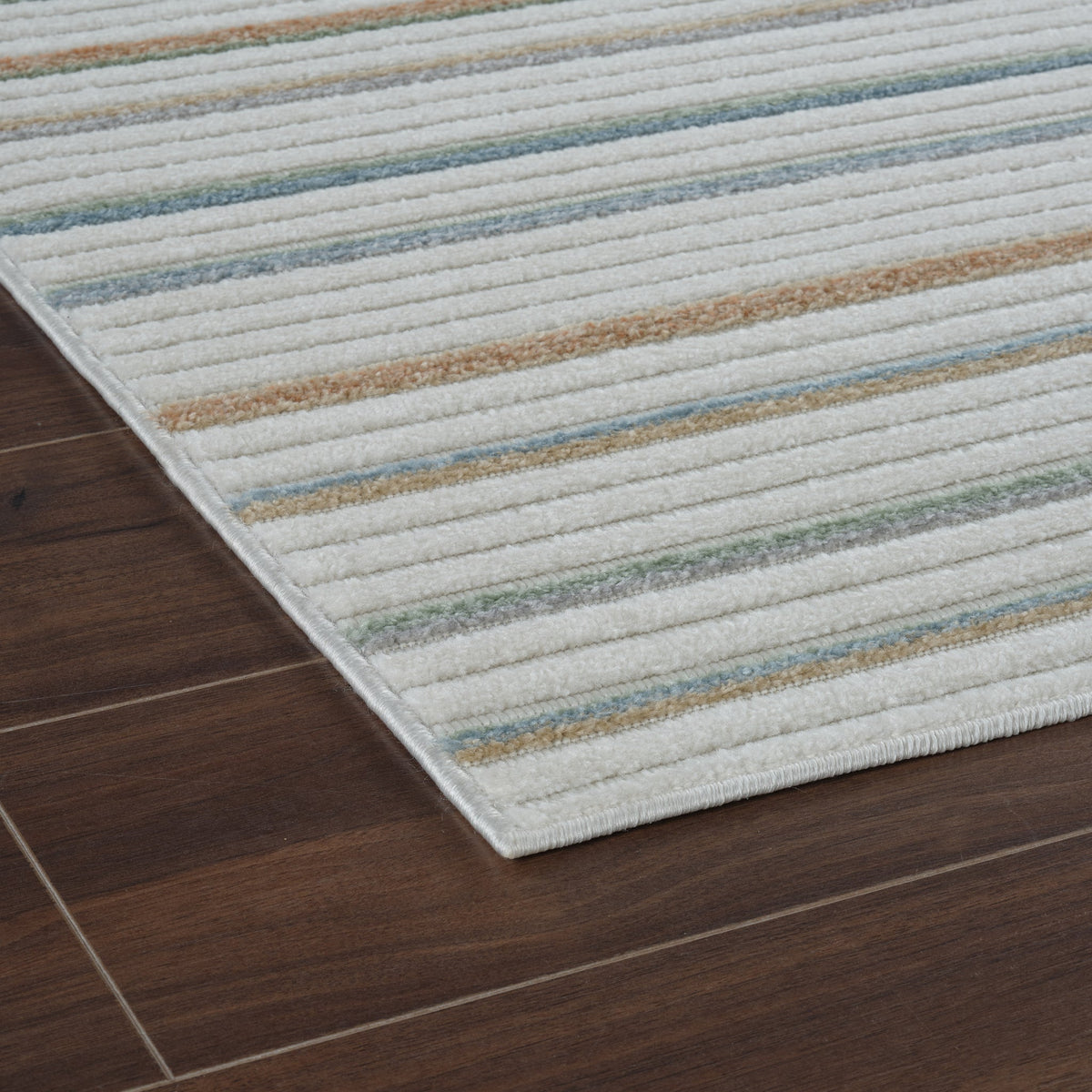 Solena Striped Contemporary Cream and Beige Indoor Rug