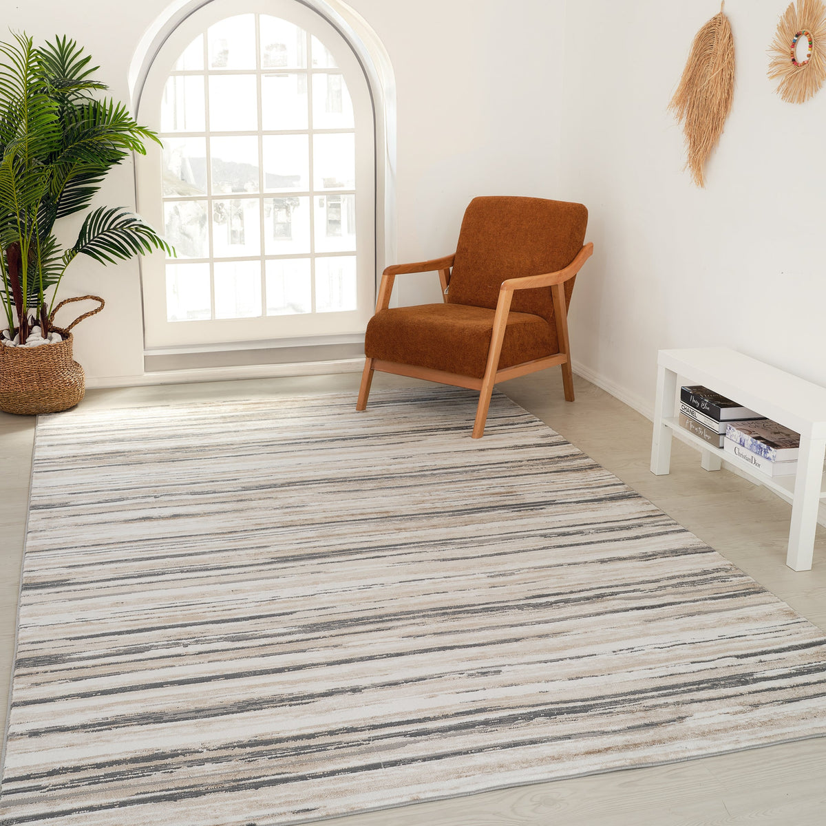 Nord Abstract Contemporary Grey and Beige Indoor Rug