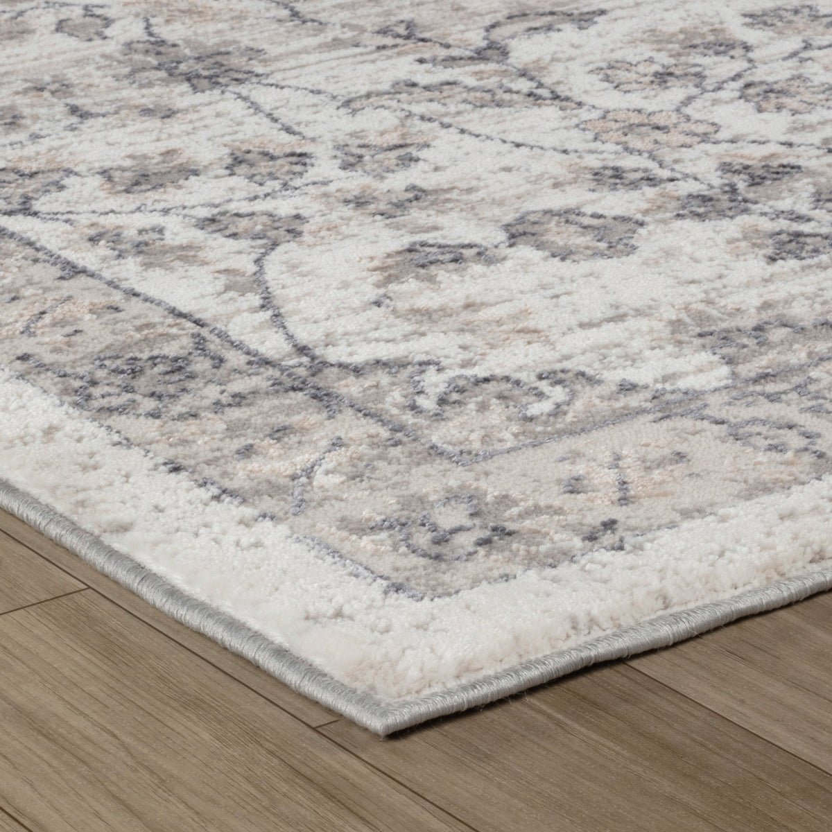 Ulfah Floral Medallion Traditional Beige and Grey Indoor Rug