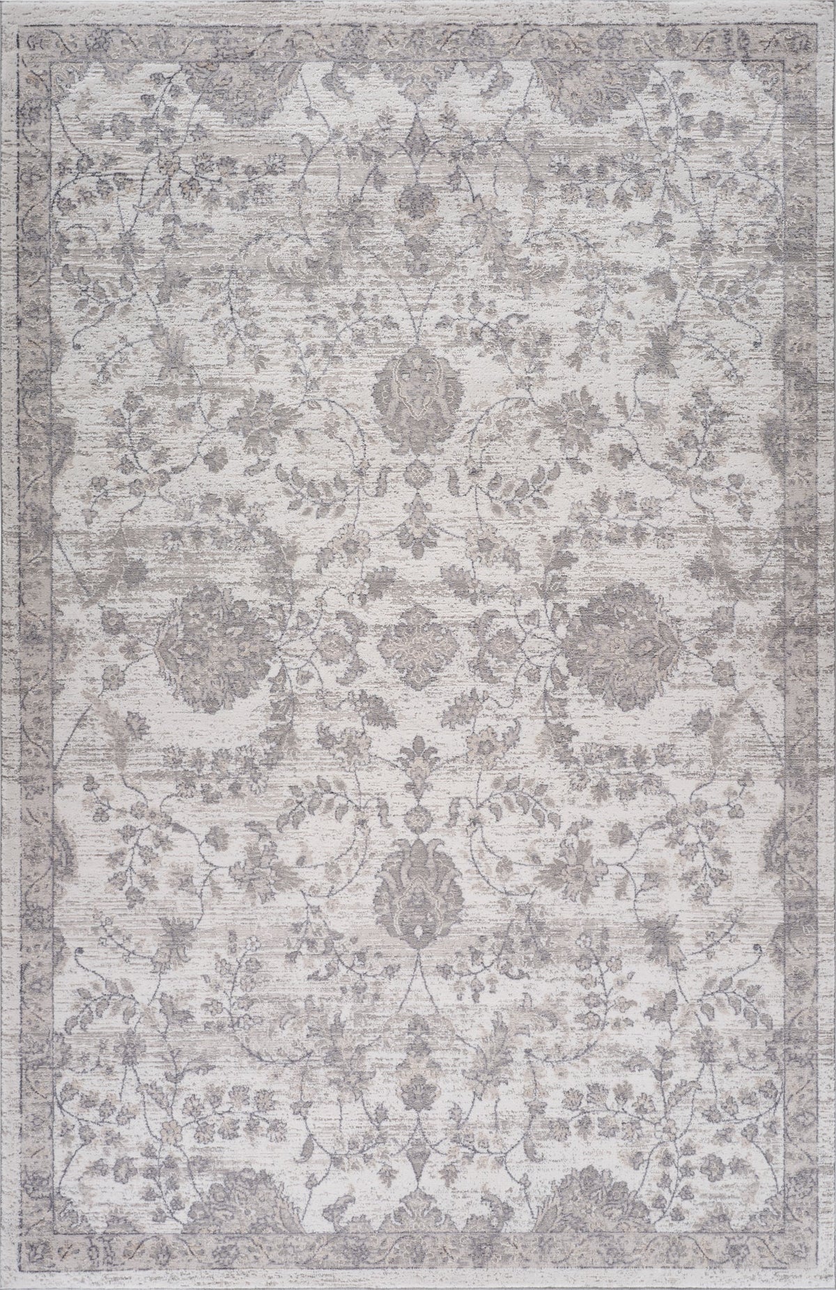 Alfombra Ulfah floral tradicional de medallón beige y gris para interiores