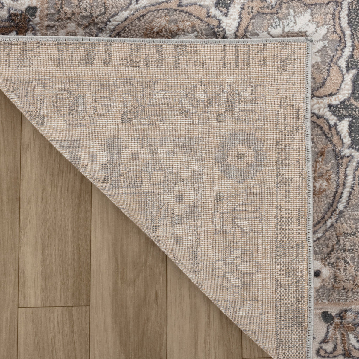 Rawda Oriental Traditional Grey and Beige Indoor Rug