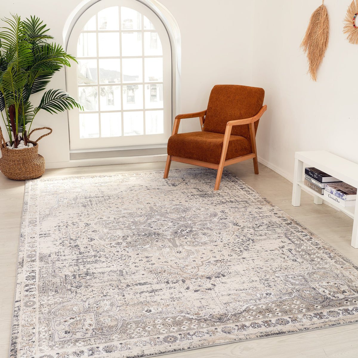 Tapis gris oriental classique Atlas